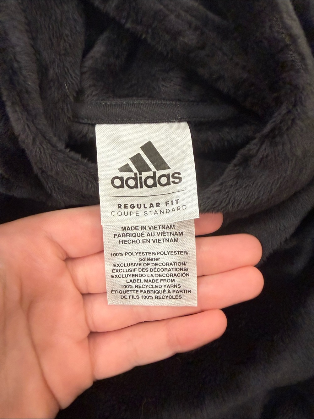 Adidas Kids Black Plush Fleece Hoodie Pullover - Picture 5 of 7